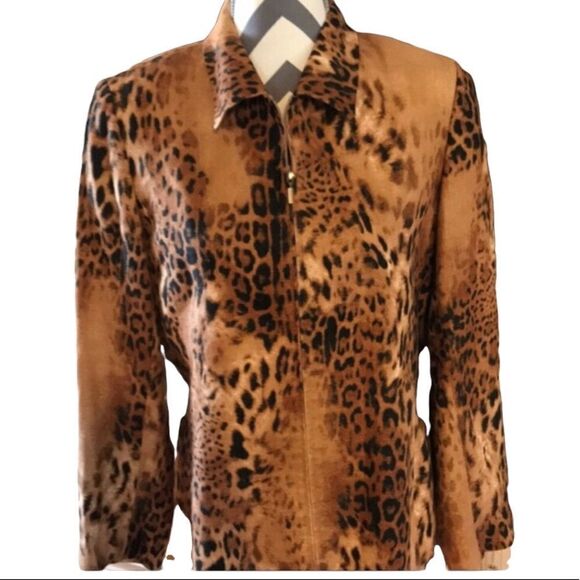 Dana Buchman Linen Animal Print Jacket Size 8 - Picture 1 of 5